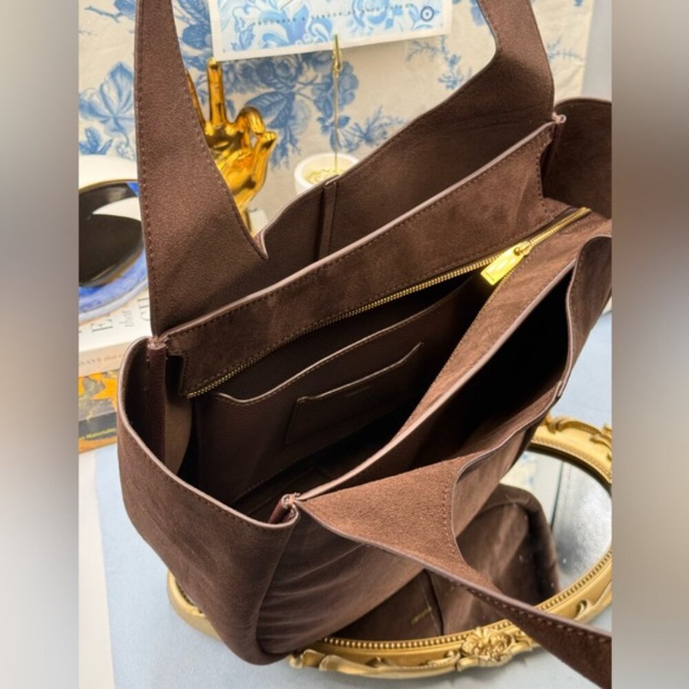 🆕 OROTON 🧿 NWT Emilia Tote Suede Bag, Chocolate Brown - Picture 11 of 16